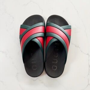 Gucci Agrado Web Stripe Slide Sandal (Women)